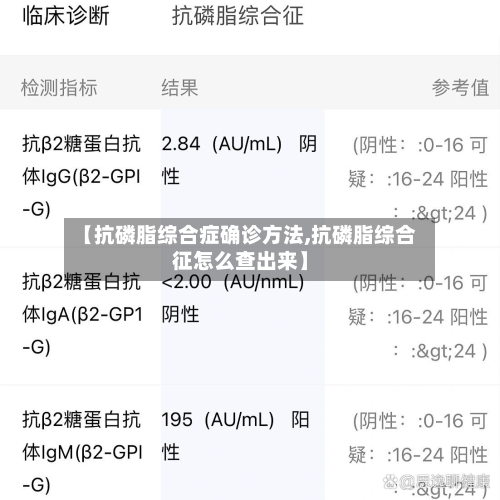 【抗磷脂综合症确诊方法,抗磷脂综合征怎么查出来】