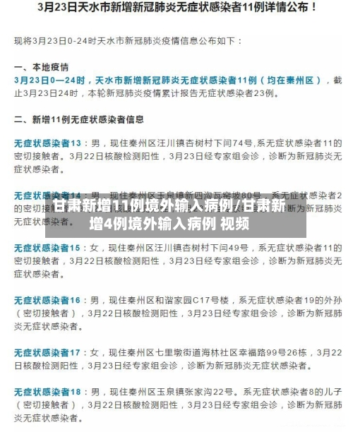 甘肃新增11例境外输入病例/甘肃新增4例境外输入病例 视频