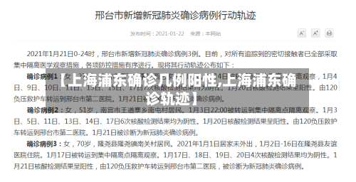 【上海浦东确诊几例阳性,上海浦东确诊轨迹】